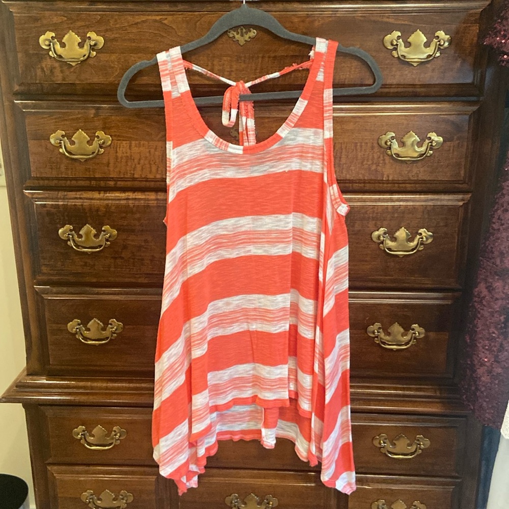 Coral and white striped tank